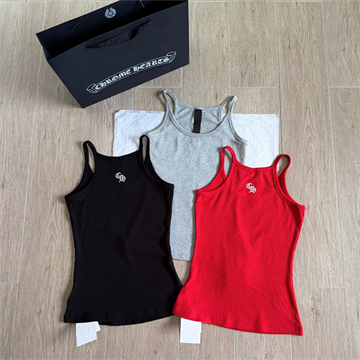 chrome hearts cross embroidery ribbed tank top